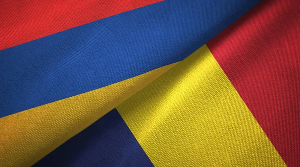 Armenië en Tsjaad twee vlaggen textiel doek, weefsel textuur — Stockfoto