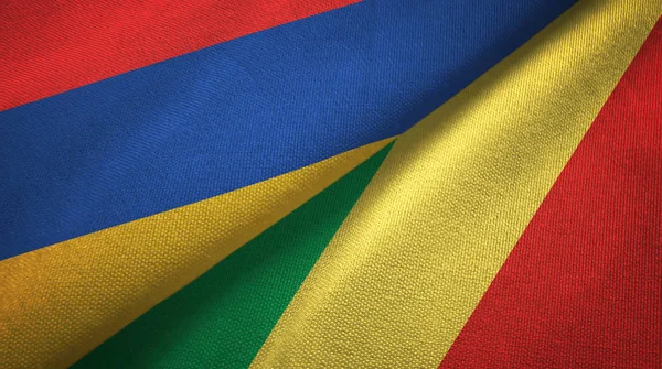 Ermenistan ve Kongo iki bayrak tekstil kumaş, kumaş doku 