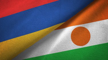 Ermenistan ve Nijer iki bayrak tekstil kumaş, kumaş doku