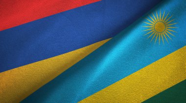 Ermenistan ve Ruanda iki bayrak tekstil kumaş, kumaş doku