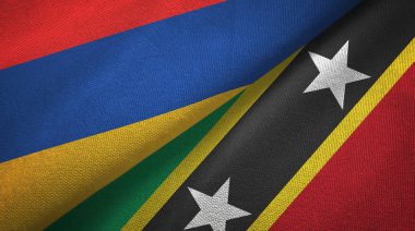 Ermenistan ve Saint Kitts ve Nevis iki bayrak tekstil kumaş, kumaş doku
