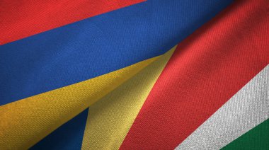 Ermenistan ve Seyşeller iki bayrak tekstil kumaş, kumaş doku