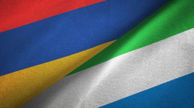 Ermenistan ve Sierra Leone iki bayrak tekstil kumaş, kumaş doku
