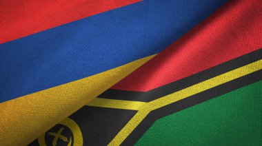 Ermenistan ve Vanuatu iki bayrak tekstil kumaş, kumaş doku