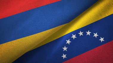 Ermenistan ve Venezuela iki bayrak tekstil kumaş, kumaş doku