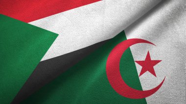 Sudan ve Cezayir iki bayrak tekstil kumaş, kumaş doku 