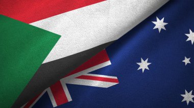 Sudan ve Avustralya iki bayrak tekstil kumaş, kumaş doku 