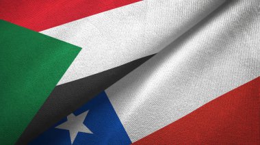 Sudan ve Şili iki bayrak tekstil kumaş, kumaş doku