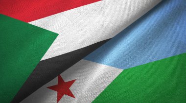 Sudan ve Cibuti iki bayrak tekstil kumaş, kumaş doku