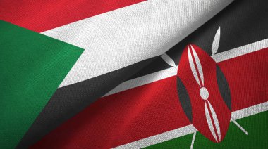 Sudan ve Kenya iki bayrak tekstil kumaş, kumaş doku