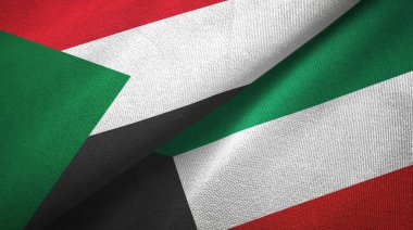 Sudan ve Kuveyt iki bayrak tekstil kumaş, kumaş doku