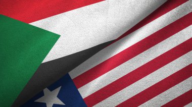 Sudan ve Liberya iki bayrak tekstil kumaş, kumaş doku