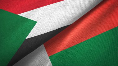 Sudan ve Madagaskar iki bayrak tekstil kumaş, kumaş doku