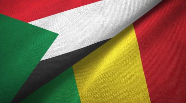 Sudan ve Mali iki bayrak tekstil kumaş, kumaş doku