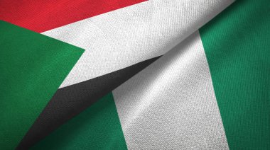 Sudan ve Nijerya iki bayrak tekstil kumaş, kumaş doku