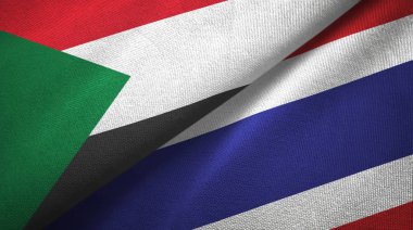 Sudan ve Tayland iki bayrak tekstil kumaş, kumaş doku