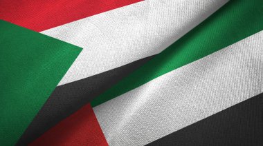 Sudan ve Birleşik Arap Emirlikleri iki bayrak tekstil kumaş, kumaş doku