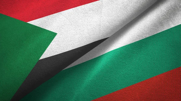 Sudan and Bulgaria two flags textile cloth, fabric texture — Stock Photo, Image