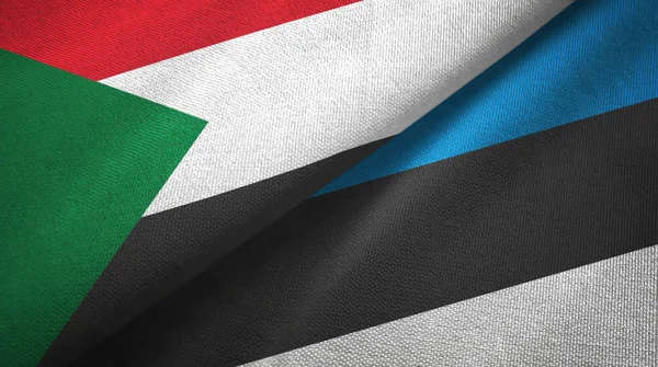 Sudan and Estonia two flags textile cloth, fabric texture — Stock Photo, Image
