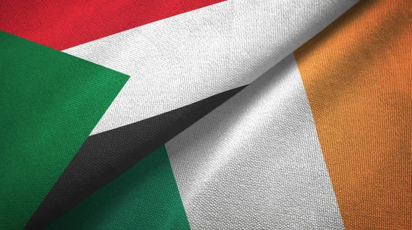 苏丹和爱尔兰两旗纺织布，织物质地 — 图库照片