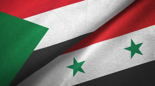 Sudan ve Suriye iki bayrak tekstil kumaş, kumaş doku