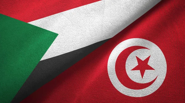 Sudan ve Tunus iki bayrak tekstil kumaş, kumaş doku