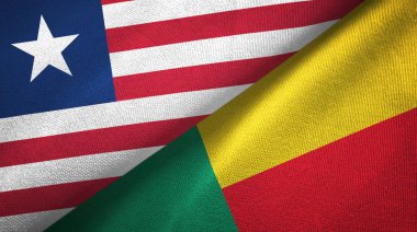 Liberya ve Benin iki bayrak tekstil kumaş, kumaş doku 