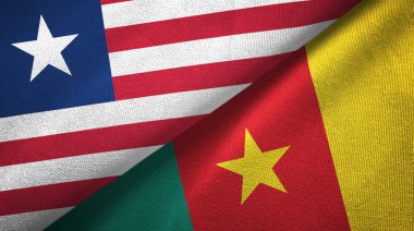 Liberya ve Kamerun iki bayraklar tekstil kumaş, kumaş doku 