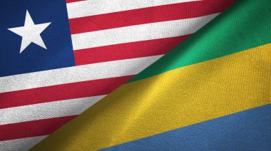 Liberya ve Gabon iki bayraklar tekstil kumaş, kumaş doku