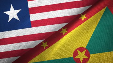 Liberya ve Grenada iki bayrak tekstil kumaş, kumaş doku