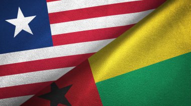 Liberya ve Gine-Bissau iki bayraktekstil kumaş, kumaş doku