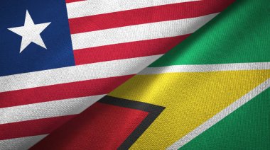 Liberya ve Guyana iki bayrak tekstil kumaş, kumaş doku