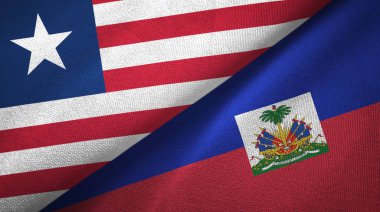Liberya ve Haiti iki bayraklar tekstil kumaş, kumaş doku