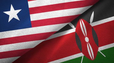 Liberya ve Kenya iki bayrak tekstil kumaş, kumaş doku