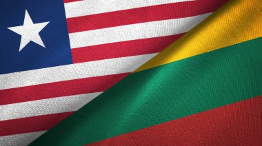 Liberya ve Litvanya iki bayrak tekstil kumaş, kumaş doku