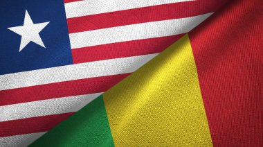 Liberya ve Mali iki bayrak tekstil kumaş, kumaş doku