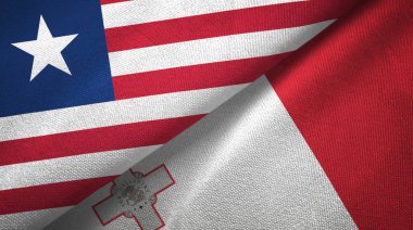 Liberya ve Malta iki bayrak tekstil kumaş, kumaş doku