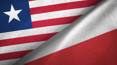 Liberya ve Polonya iki bayraklar tekstil kumaş, kumaş doku