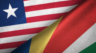 Liberya ve Seyşeller iki bayrak tekstil kumaş, kumaş doku