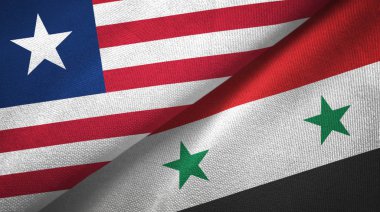 Liberya ve Suriye iki bayrak tekstil kumaş, kumaş doku
