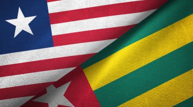 Liberya ve Togo iki bayrak tekstil kumaş, kumaş doku