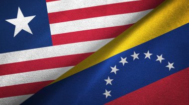 Liberya ve Venezuela iki bayrak tekstil kumaş, kumaş doku