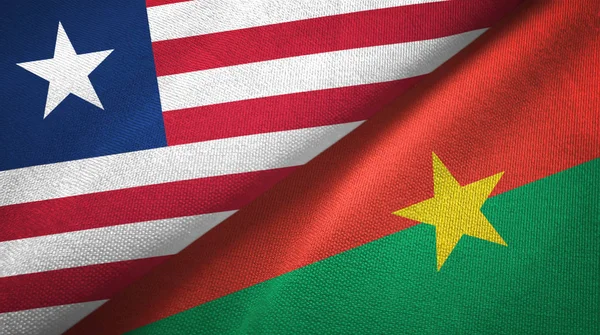 Liberia and Burkina Faso two flags textile cloth, fabric texture