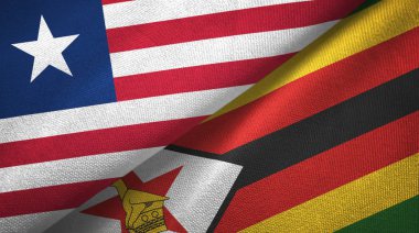Liberya ve Zimbabve iki bayraktekstil kumaş, kumaş doku