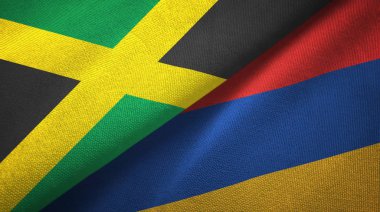 Jamaika ve Ermenistan iki bayrak tekstil kumaş, kumaş doku 