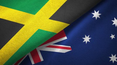 Jamaika ve Avustralya iki bayraklar tekstil kumaş, kumaş doku 