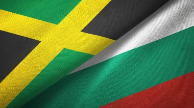 Jamaika ve Bulgaristan iki bayraktekstil kumaş, kumaş doku 