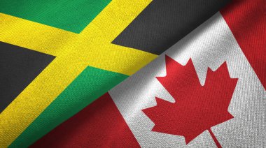 Jamaika ve Kanada iki bayraklar tekstil kumaş, kumaş doku 