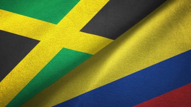 Jamaika ve Kolombiya iki bayraklar tekstil kumaş, kumaş doku