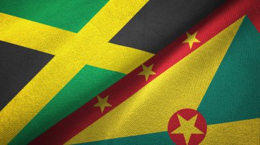 Jamaika ve Grenada iki bayrak tekstil kumaş, kumaş doku